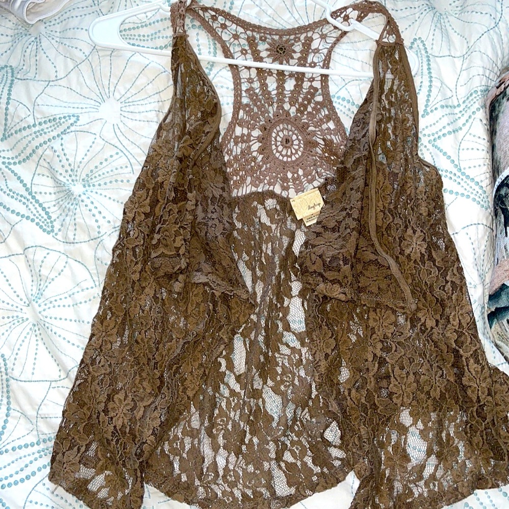 Western Lace and crochet vest small